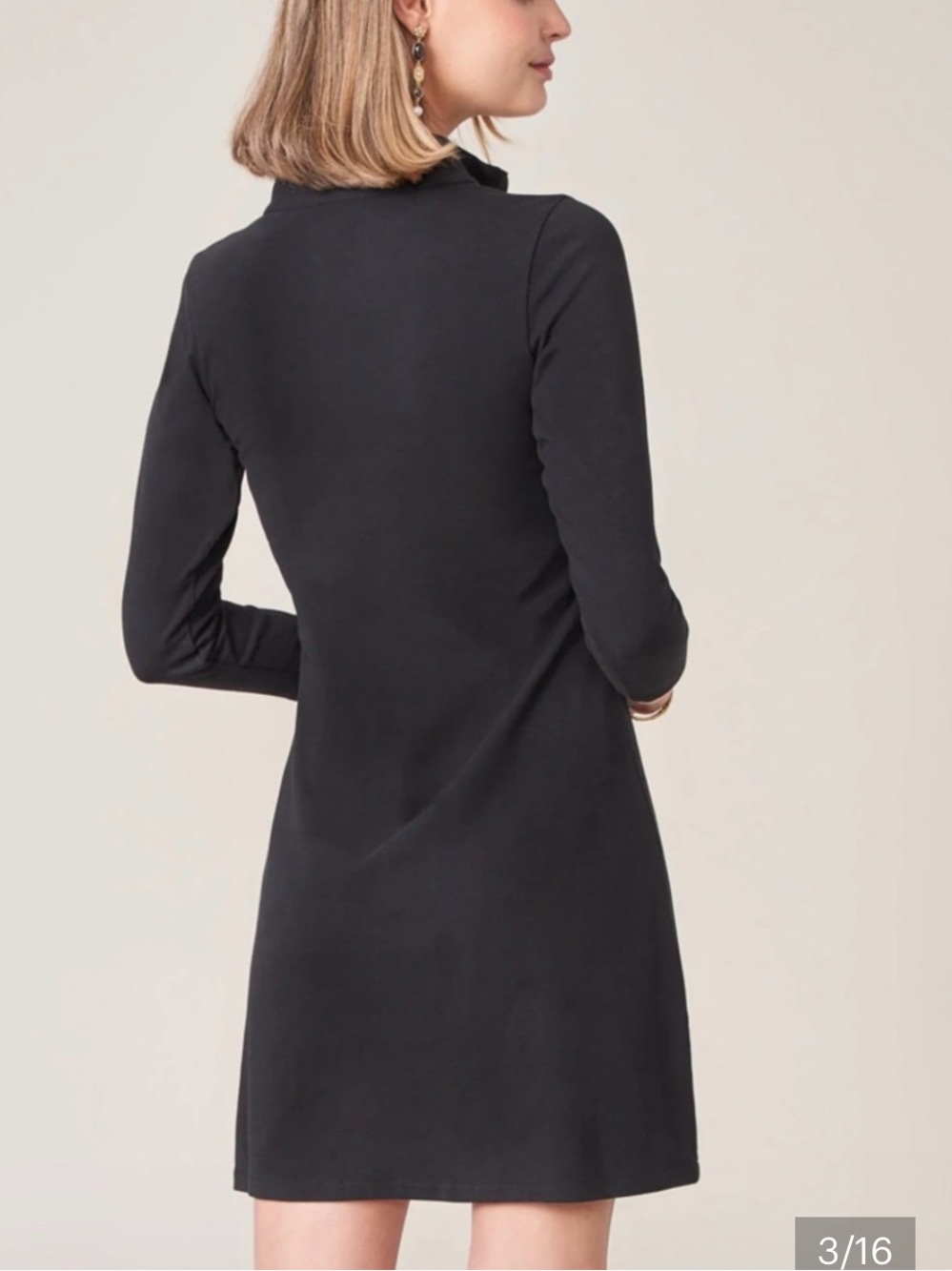 Spartina 449 Nora Black Half‑Zip Long Sleeve Performance Dress with Gold Zip L - Picture 2 of 14